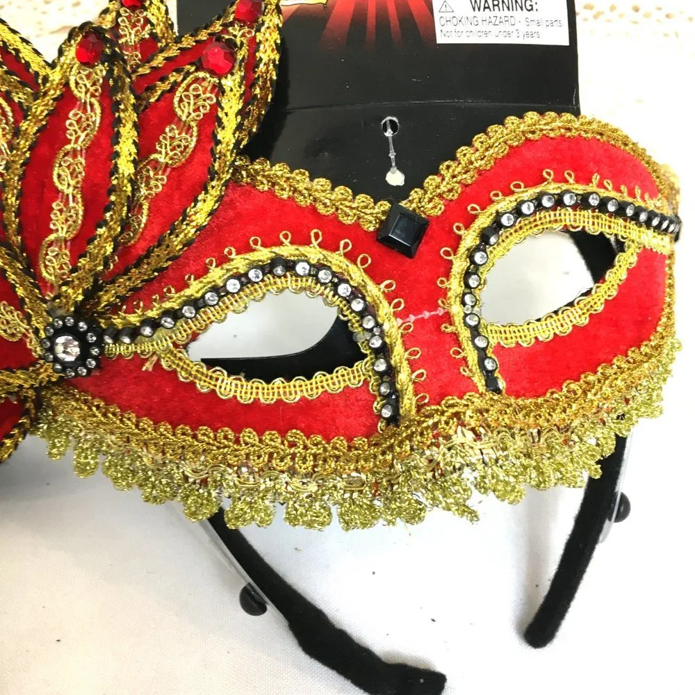 Red Velvet trimmed with gold trim & Red stones NWT